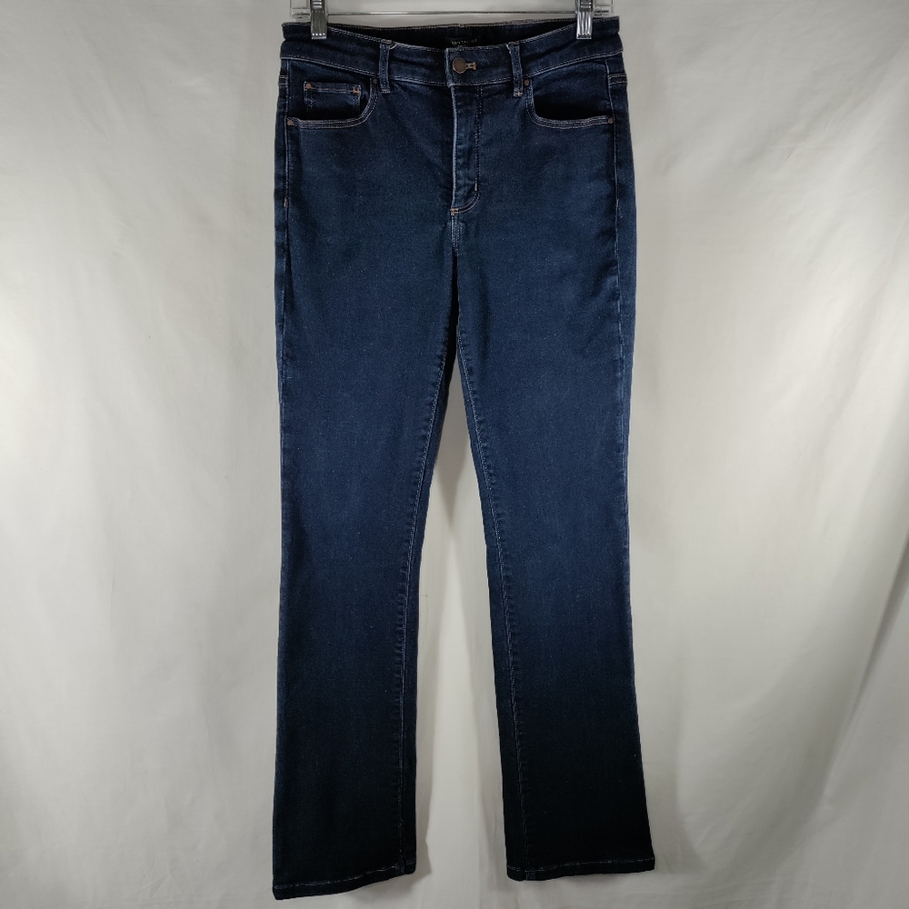 Ann Taylor Curvy Fit Slim Bootcut Jeans Womens 6 Tall Dark Blue Mid Rise Stretch